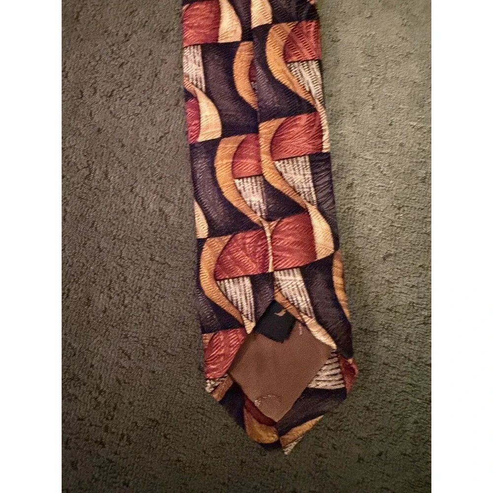 Robert Talbott Men's Silk Tie Vintage Geometric Brown Gold